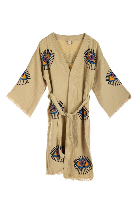 Aria Evil Eye Handmade Cotton Robe Cover-Up