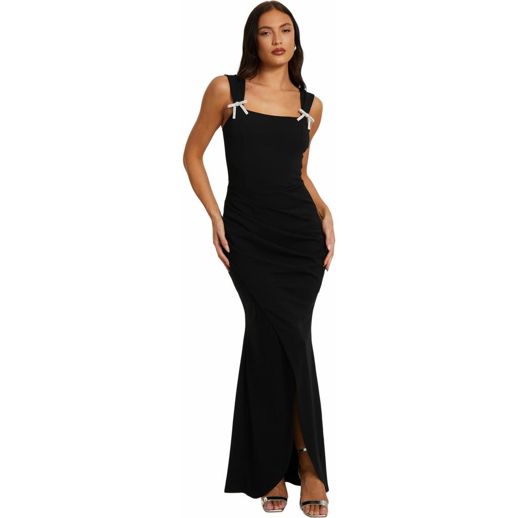 Quiz Corset Detail Wrap Maxi Dress In Black