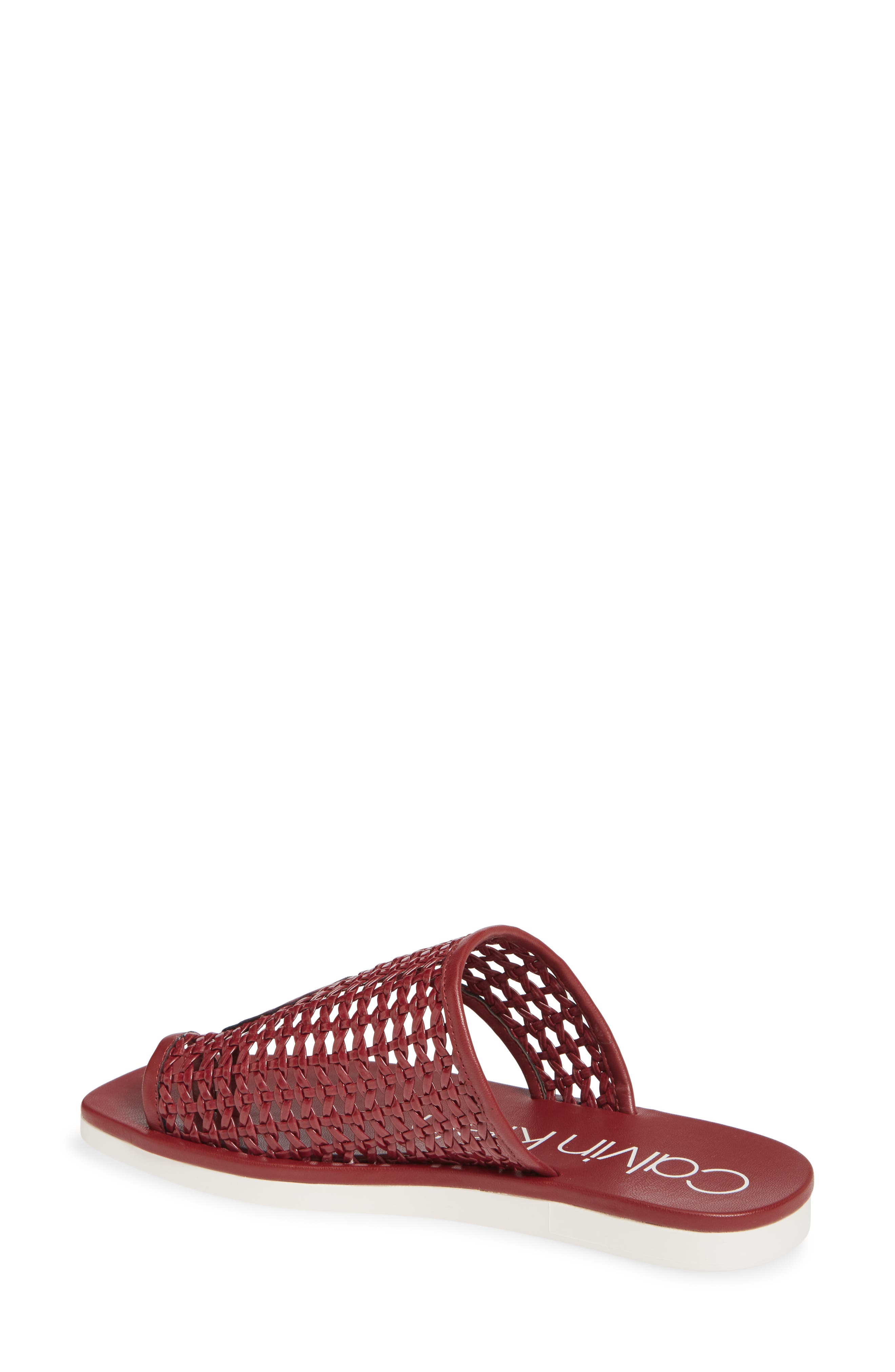 Rilla Woven Slide Sandal, Alternate, color, BARN RED PATENT LEATHER