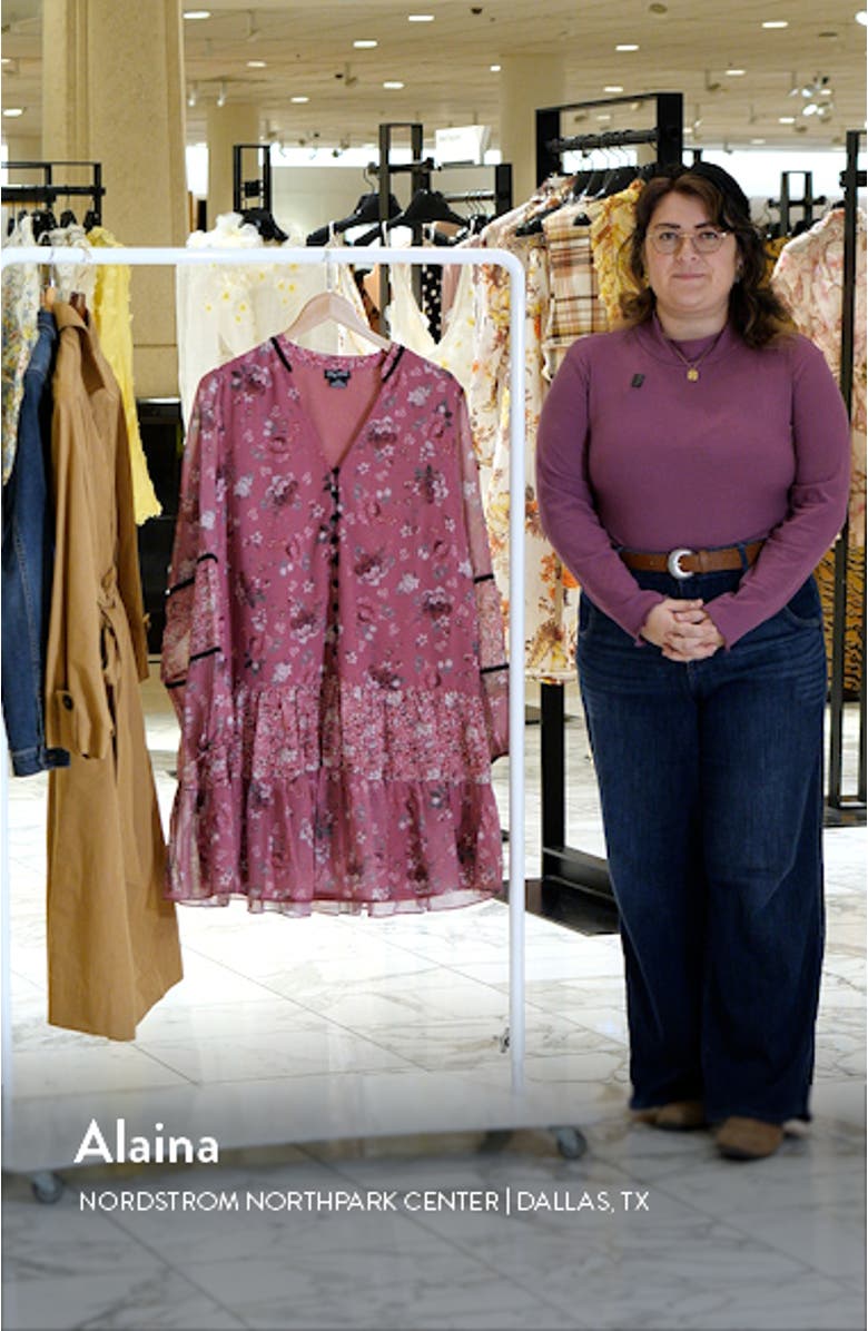 Laura Mixed Floral Print Long Sleeve Dress, sales video thumbnail