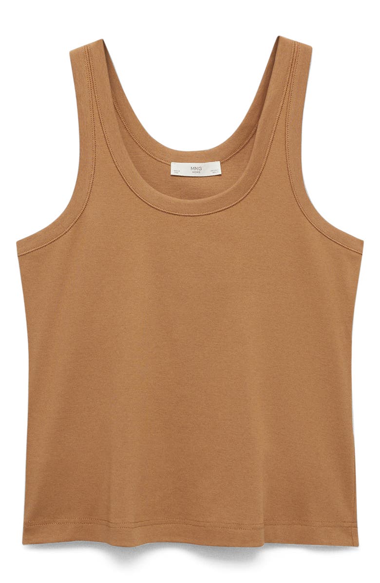 MANGO Scoop Neck Cotton Tank, Main, color, Mustard
