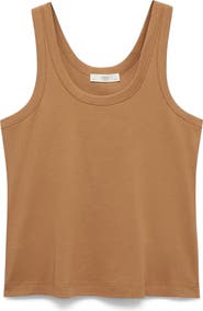 MANGO Scoop Neck Cotton Tank