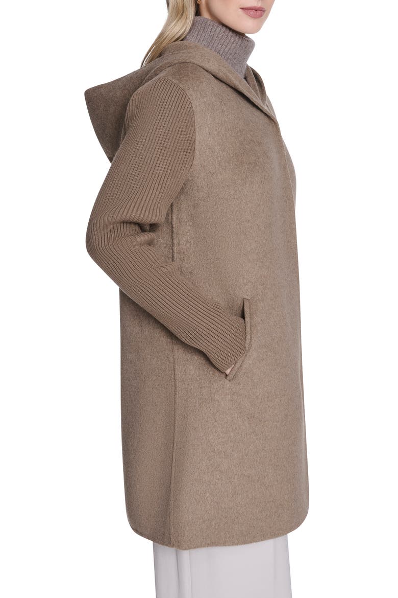 Double Face Wool Blend Hooded Coat, Alternate, color, NUTMEG