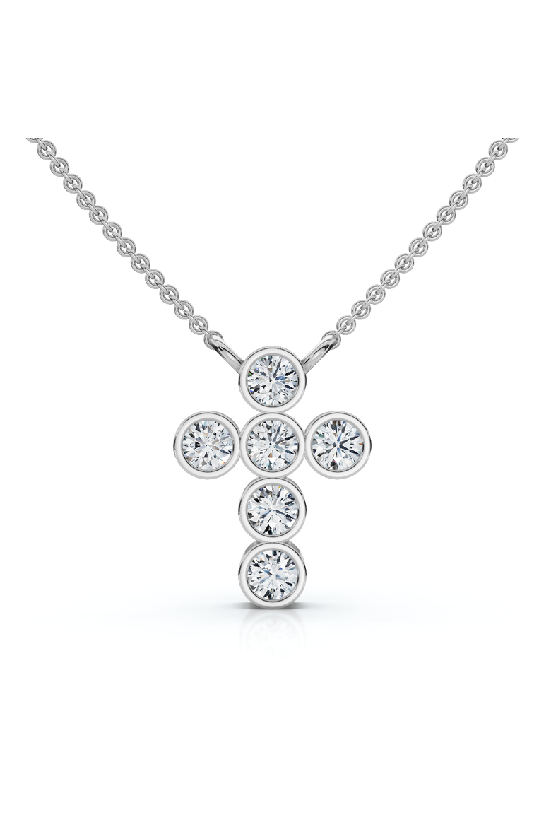 1/5Ct Diamond Cross Small Pendant Lab Grown 18" Necklace EF/VS, Main, color, White Gold