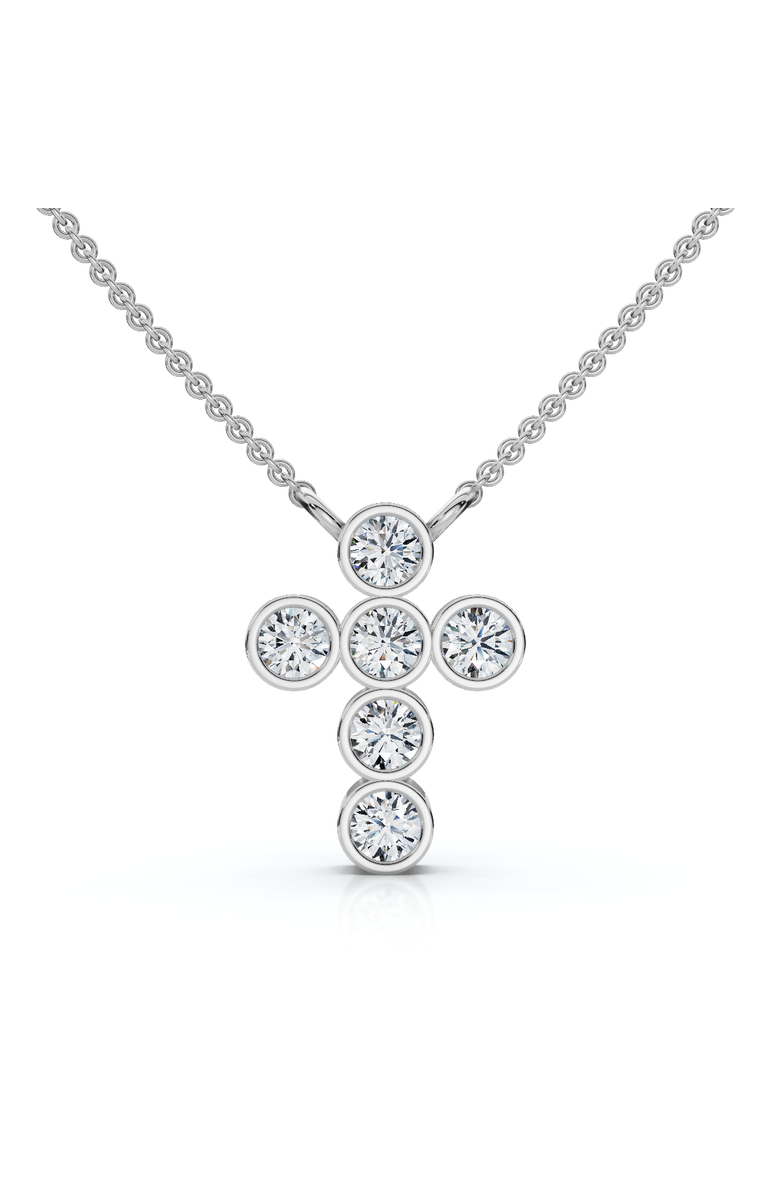 Bliss Diamond 1/5Ct Diamond Cross Small Pendant Lab Grown 18" Necklace EF/VS, Main, color, White Gold