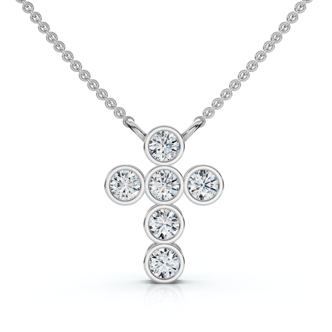 1/5Ct Diamond Cross Small Pendant Lab Grown 18" Necklace EF/VS