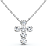 Bliss Diamond 1/5Ct Diamond Cross Small Pendant Lab Grown 18" Necklace EF/VS