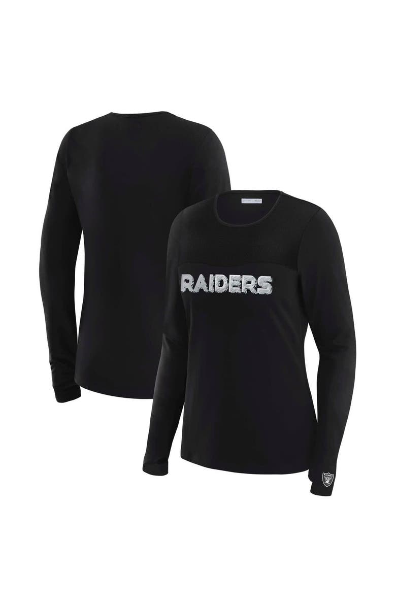WEAR by Erin Andrews Women's WEAR by Erin Andrews x Gracie Hunt Black Las Vegas Raiders Mesh Panel Long Sleeve T-Shirt, Main, color, Black