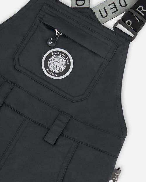 Deux Par Deux Kids Gender Inclusive Solid Play Overall Snow Bib In Black