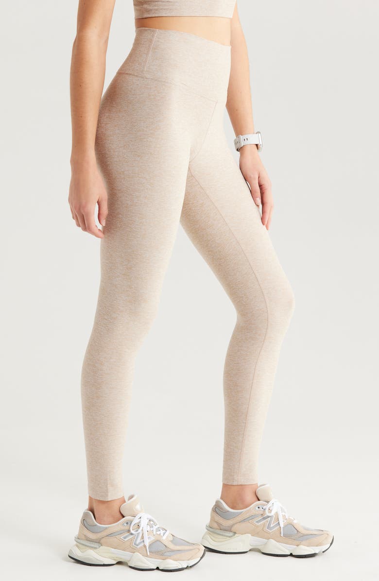 Zella Renew Mélange High Waist Leggings, Alternate, color, Tan Thread Melange