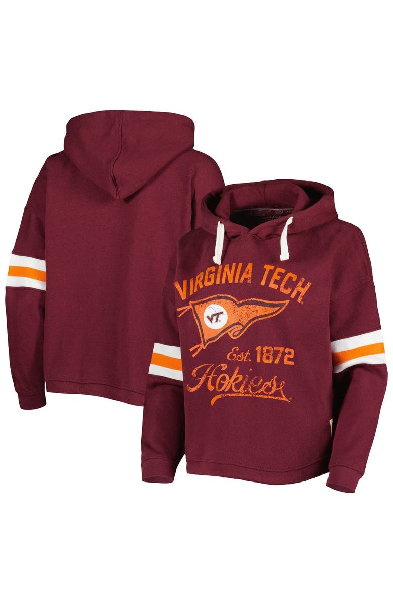 PRESSBOX Women's Pressbox Maroon Virginia Tech Hokies Super Pennant Pullover Hoodie, Main, color, 