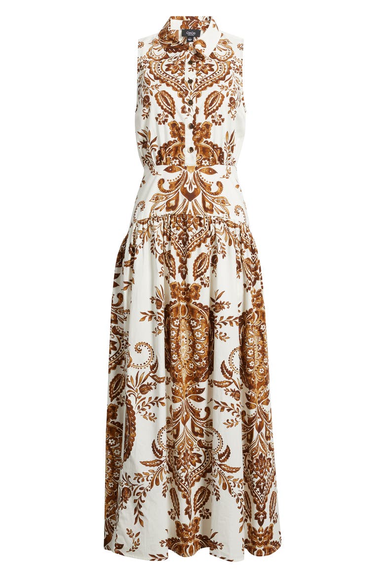 Print Sleeveless Maxi Shirtdress, Alternate, color, CREAM MULTI