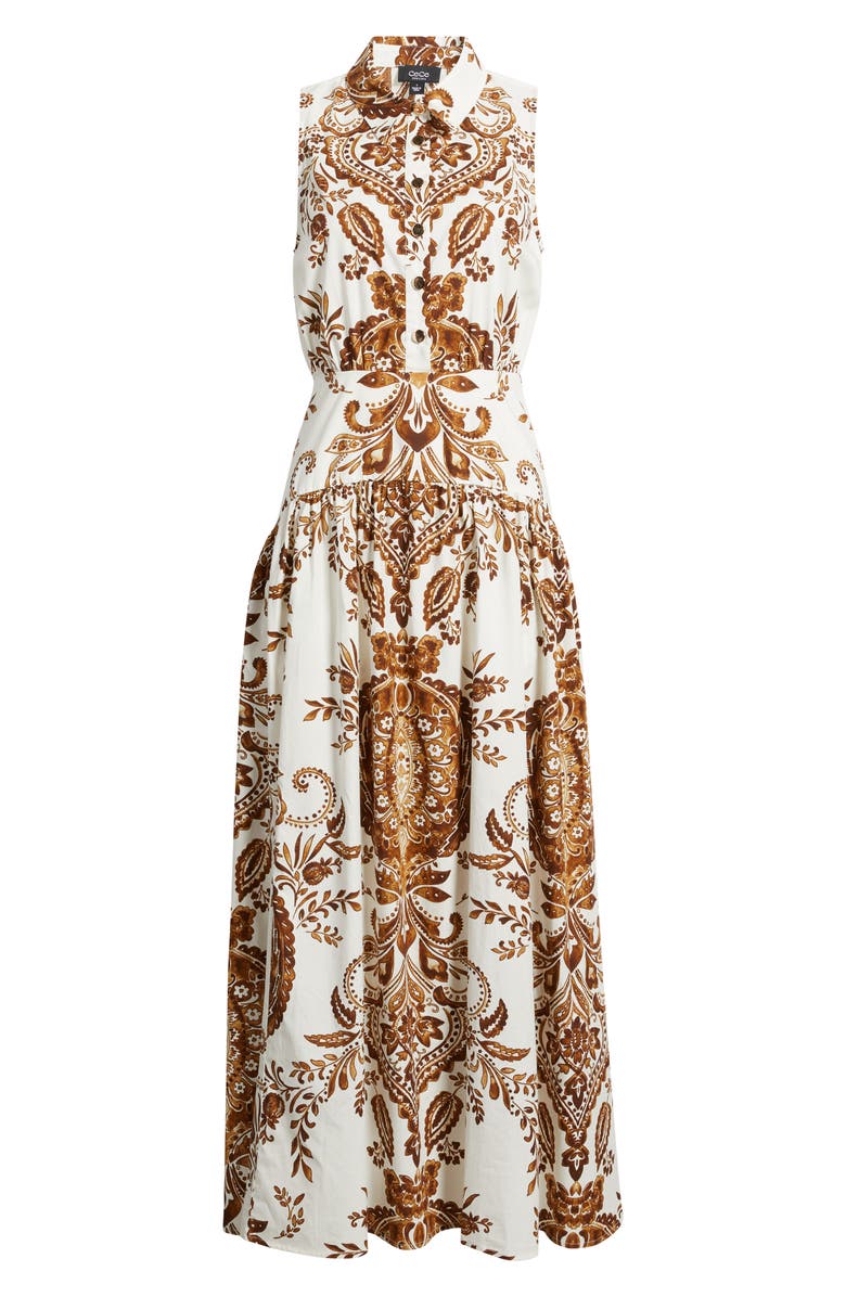 CeCe Print Sleeveless Maxi Shirtdress, Alternate, color, Cream Multi