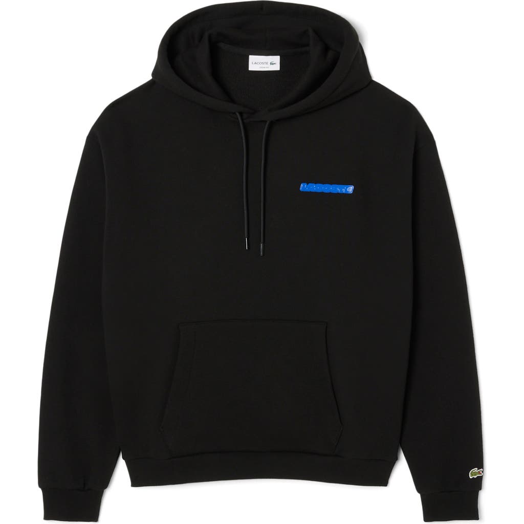 Lacoste Men's Loose Fit Print Hoodie - L - 5 In Black