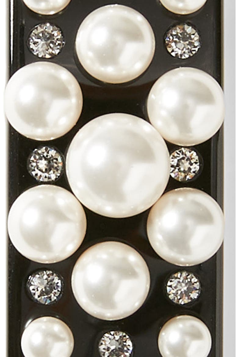 Imitation Pearl Barrette, Alternate, color, BLACK