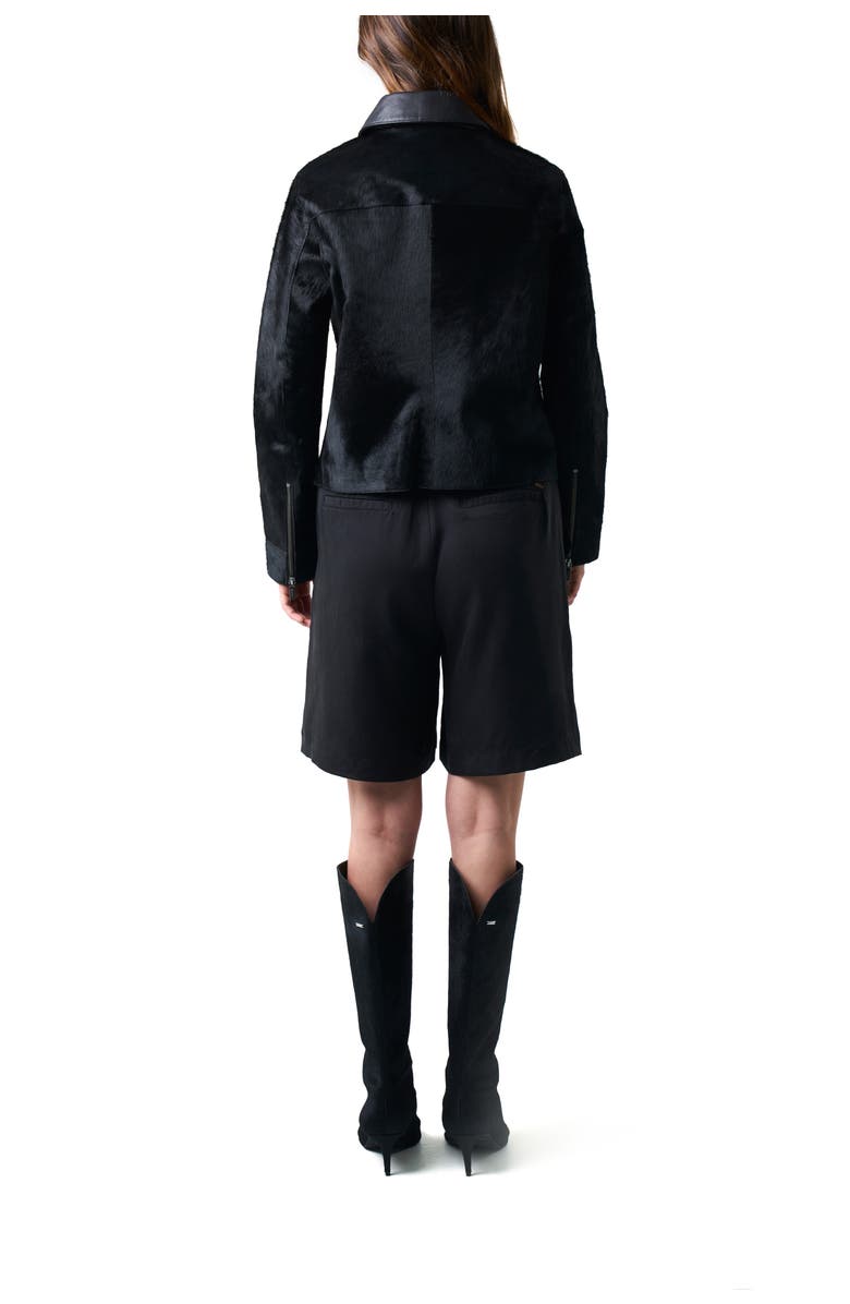 Velez Antares Jacket in Leather with Hair for Women, Trucker Silhouette, Alternate, color, Black