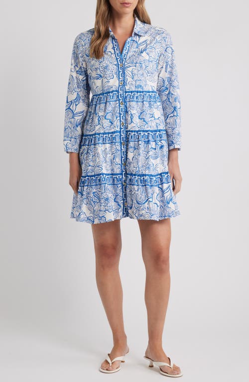 Lilly Pulitzer® Angie Long Sleeve Tiered Cotton Shirtdress in Coconut Unforgettable  product