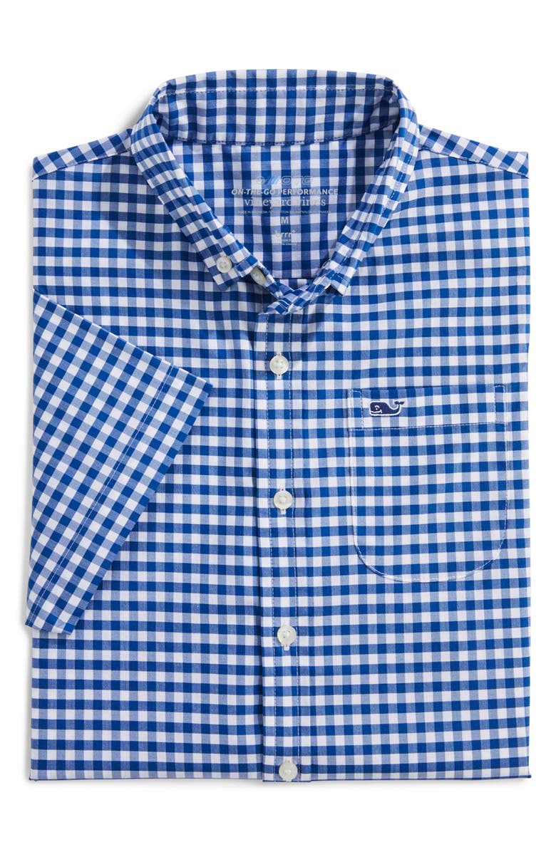 vineyard vines Kids' On-The-Go brrr° Short Sleeve Cotton Button-Down Shirt, Alternate, color, 