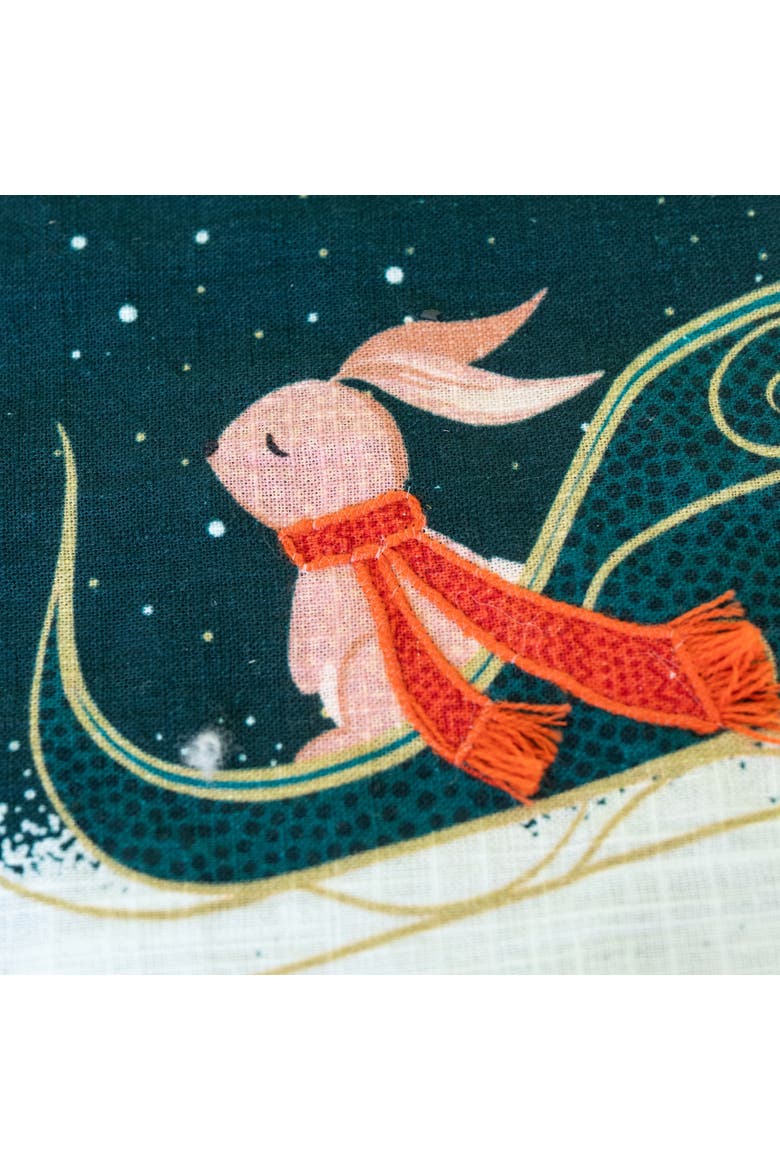 Rabbit Sleigh Christmas Stocking, Alternate, color, Green