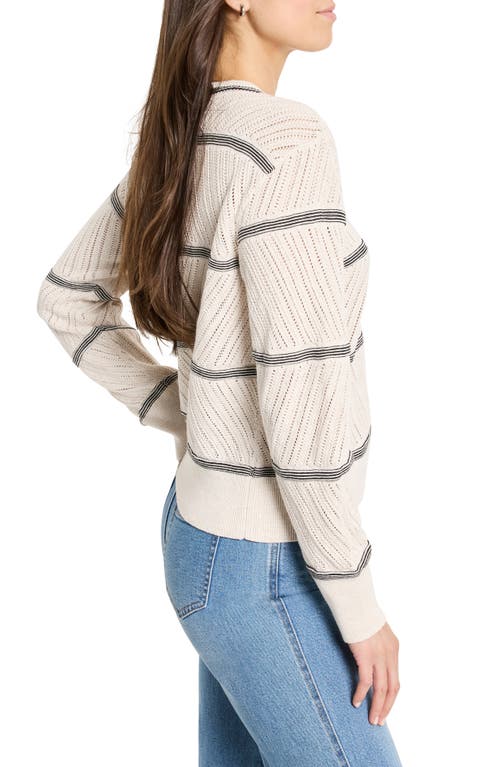 Nic + Zoe Nic+zoe Stripe Pointelle Stitch Sweater In White Multi