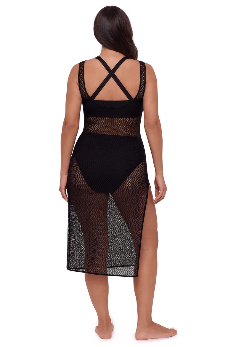 Front Slit Crochet Coverup Dress, Alternate, color, Onyx Black