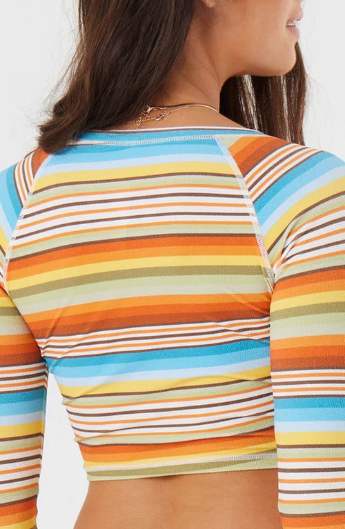 Roxy Stripe Long Sleeve Crop Rashguard In Multi