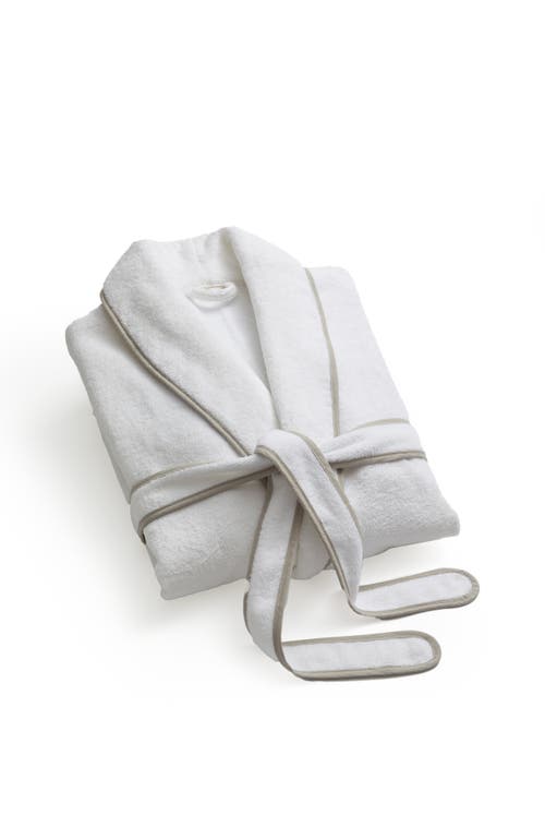 Christy Boundary Piped Edge Luxury Robe In White