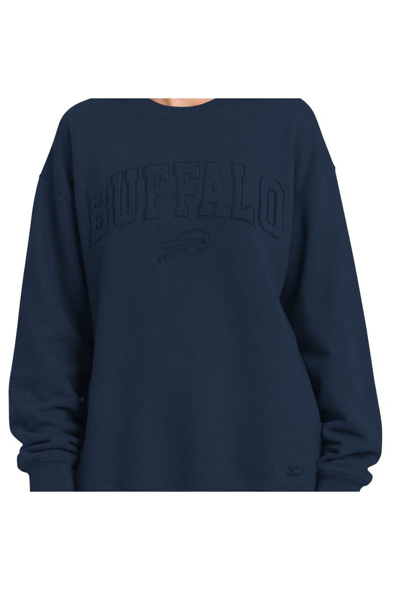 Women's Starter  Navy Buffalo Bills Athleisure Oversized Fleece Sweatshirt, Alternate, color, Navy