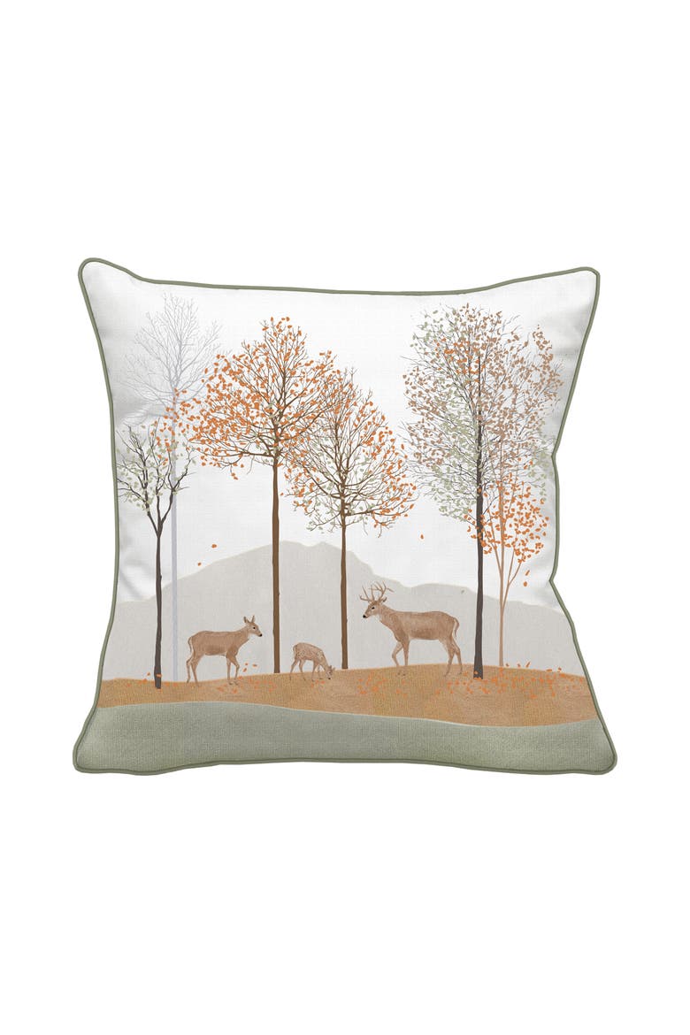 Woodland Deer Indoor/Outdoor Pillow, Main, color, Orange