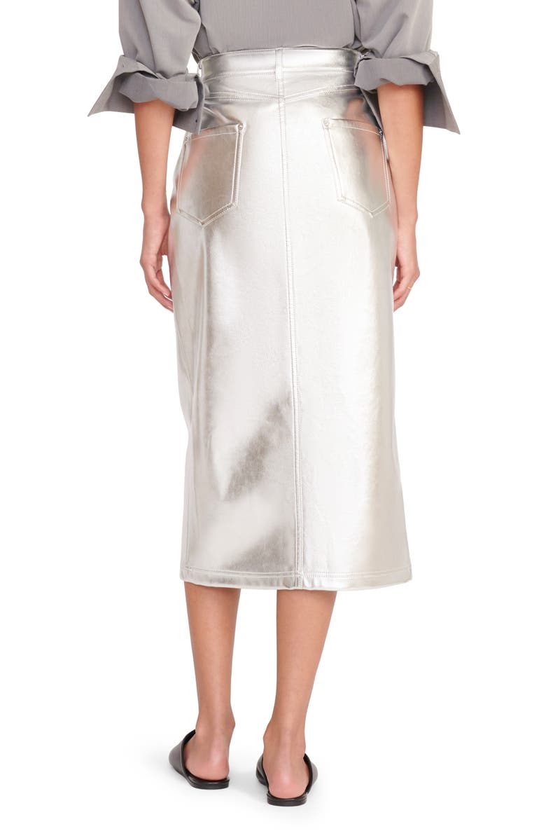STAUD Oaklyn Metallic Faux Leather Skirt, Alternate, color, 