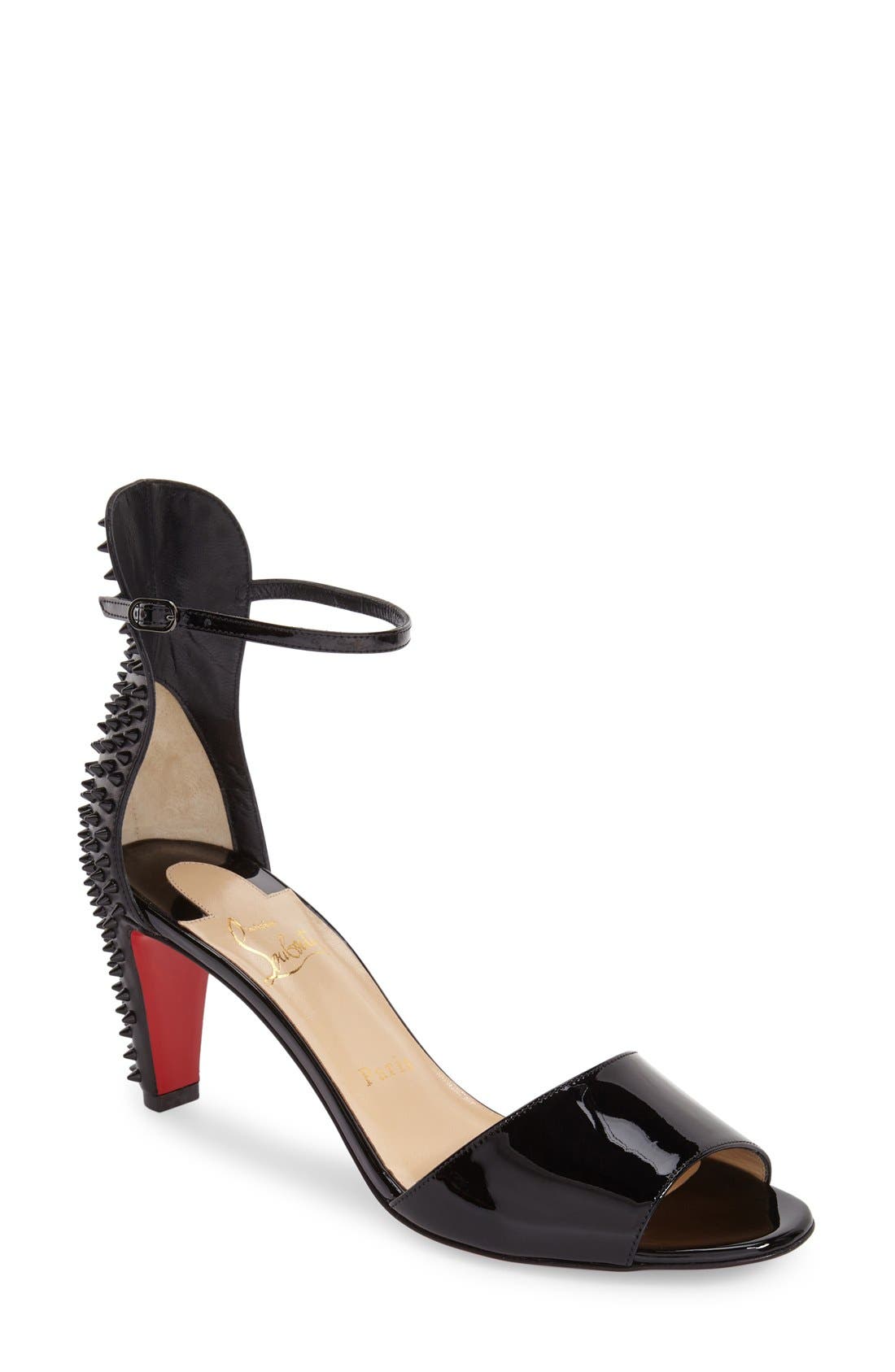 'Trezanita' Spiked Sandal, Main, color, BLACK PATENT