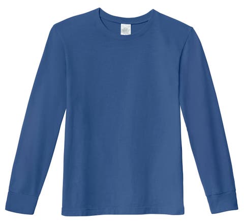 Boys 100% Soft Cotton Medium-Weight Long Sleeve Tee With Cuffs