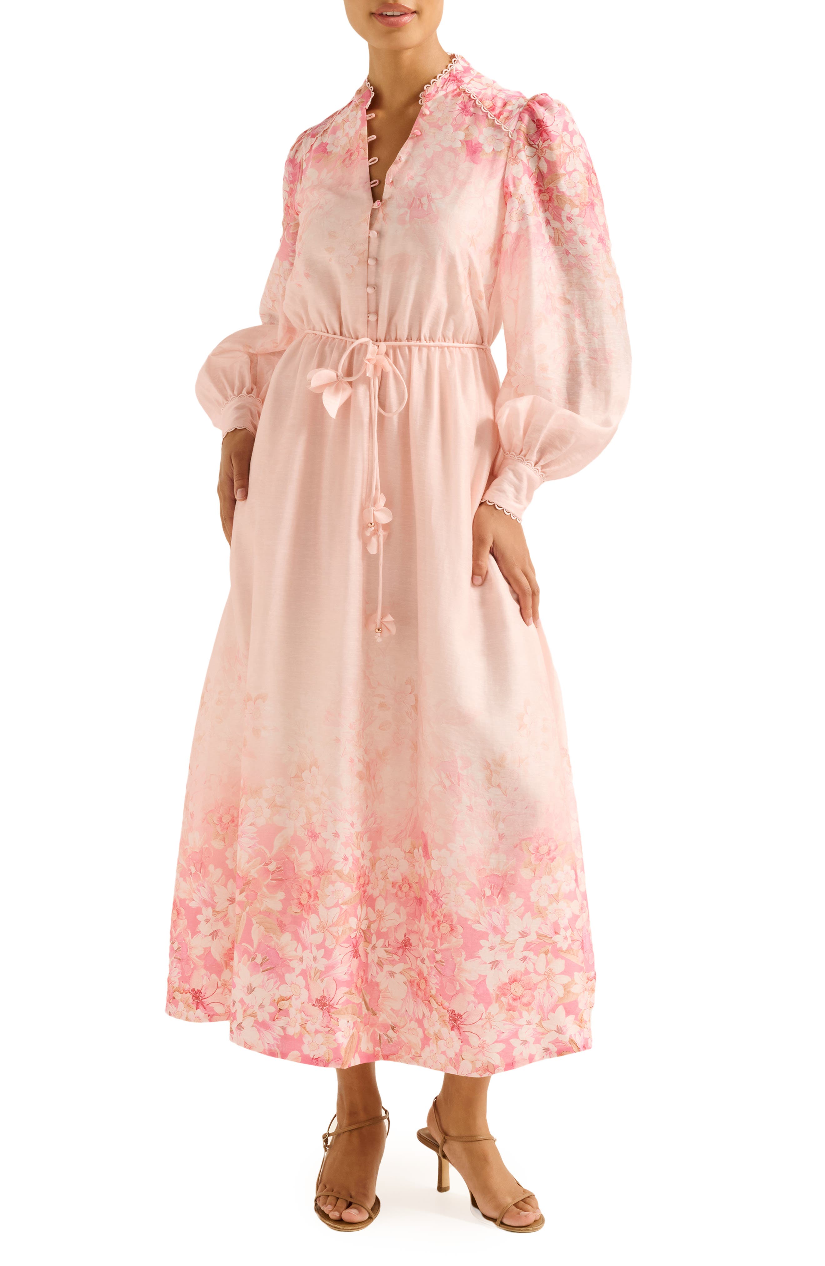 Ever New Courtney Placed Floral Long Sleeve Dress