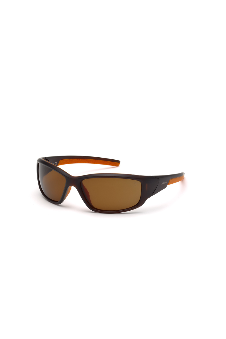 Wide Wraparound Sport Polarized Sunglasses, Main, color, Matte Dark Brown / Brown
