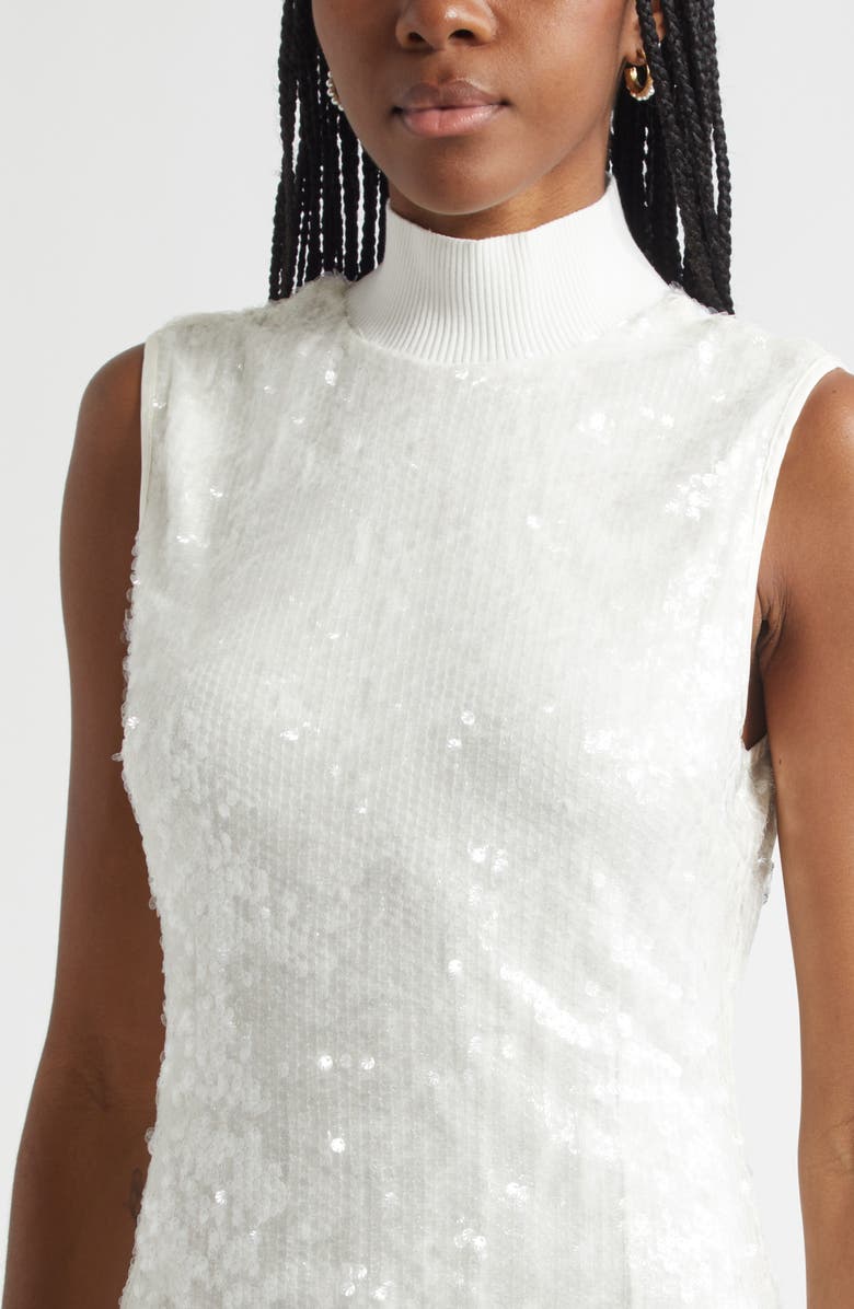 Ramy Brook Catherine Sequin Sleeveless Dress, Alternate, color, Winter White Sequin