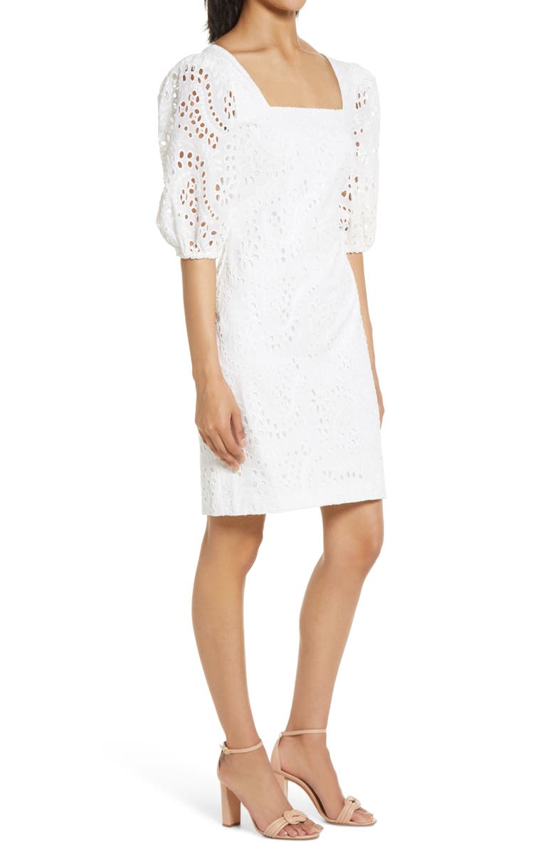 Eliza J Balloon Sleeve Eyelet Dress, Alternate, color,