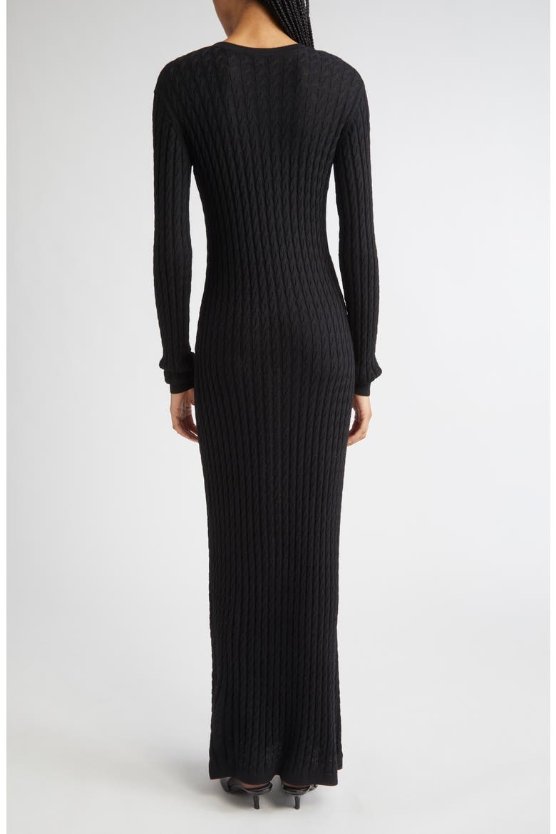 dress knitted long wool black Long Sleeve Noir Knit Dress Monique Lhuillier