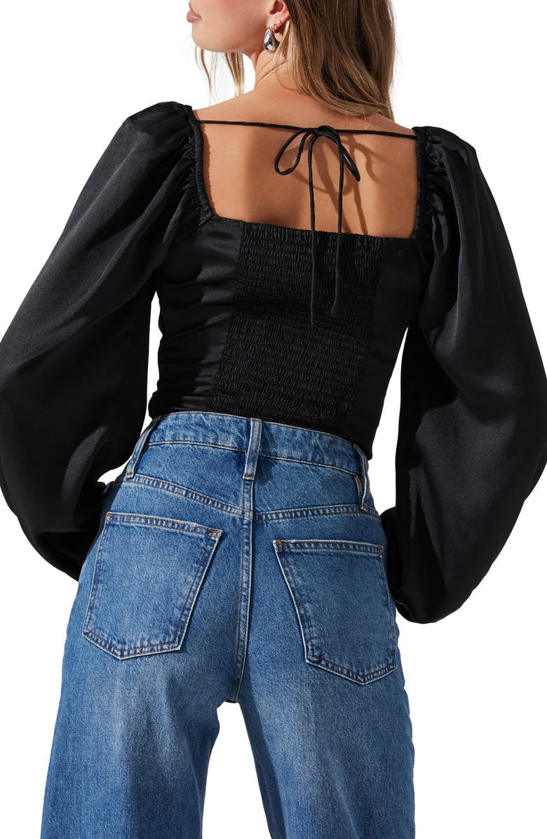 ASTR the Label Balloon Sleeve Top, Alternate, color, Black