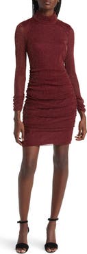Eliza J Metallic Long Sleeve Body-Con Dress