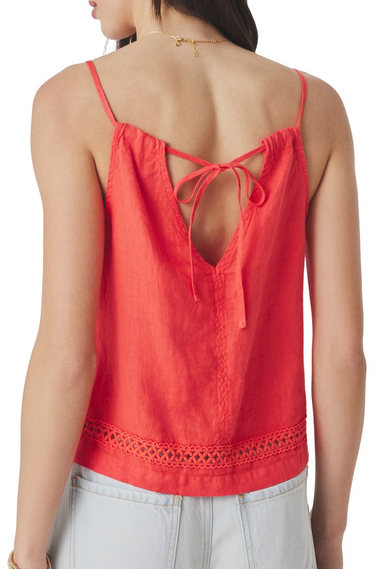 Stella Linen Tie Back Top, Alternate, color, SCARLET RED