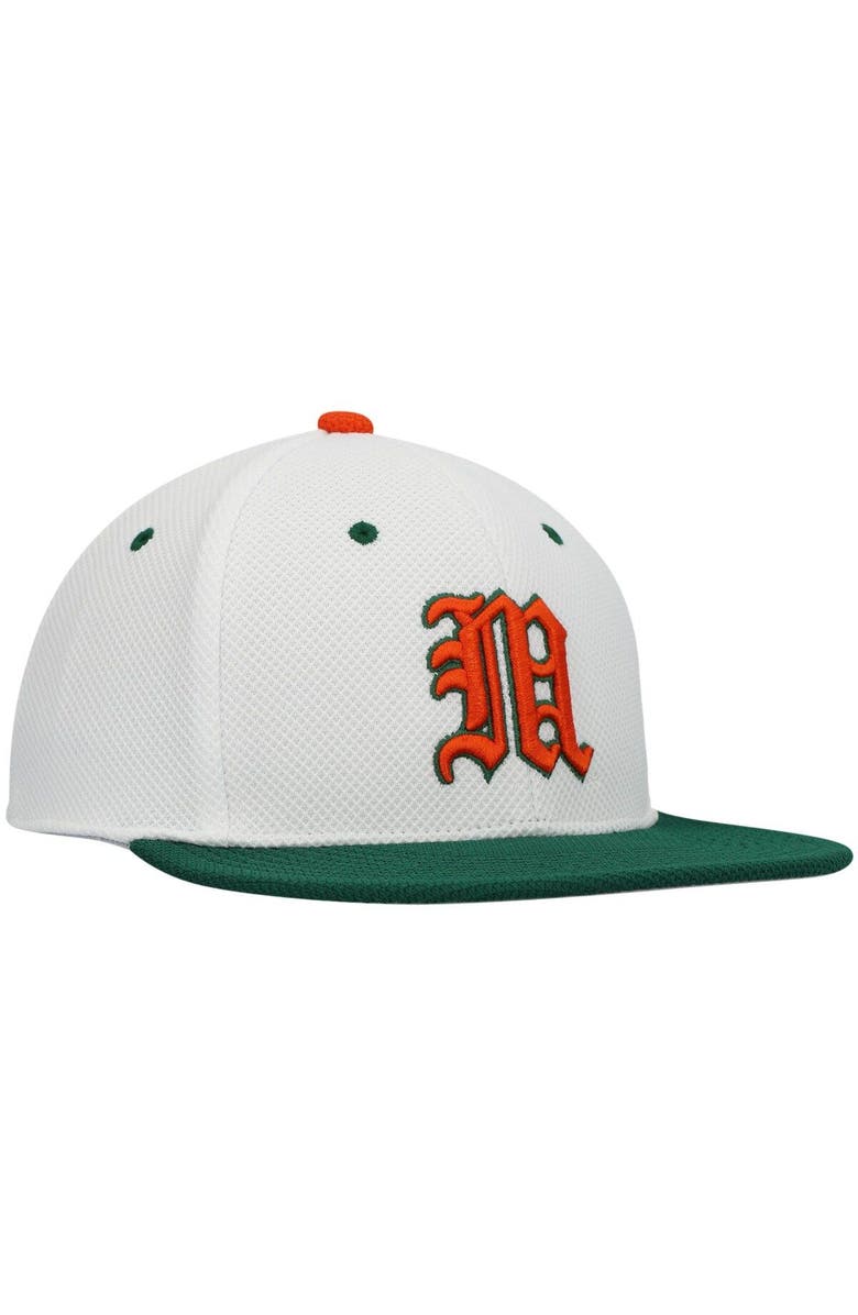 adidas Men's adidas White Miami Hurricanes On-Field Baseball Fitted Hat, Alternate, color, 