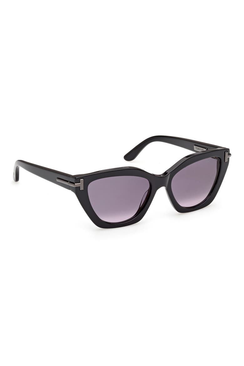 Icon 55mm Gradient Cat Eye Sunglasses, Alternate, color, SHINY BLACK/ SHINY GUNMETAL