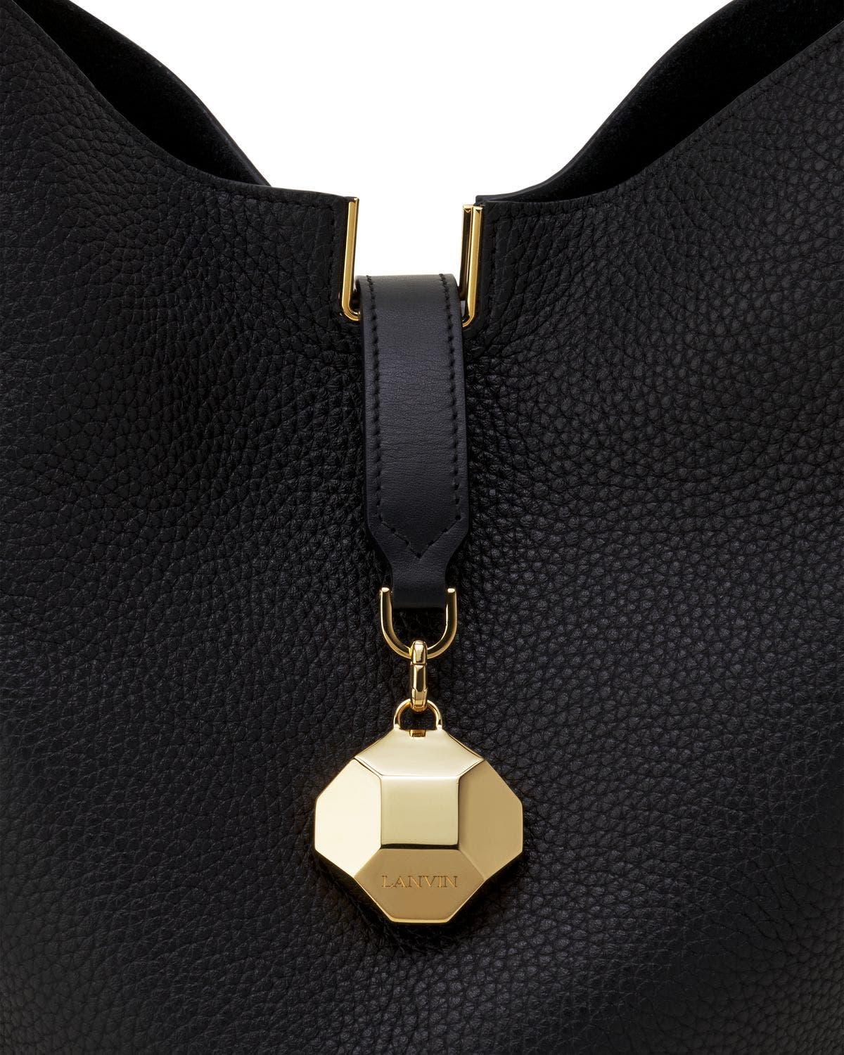 Lanvin Catch By Lanvin Medium Leather Bucket Bag, Alternate, color, Black