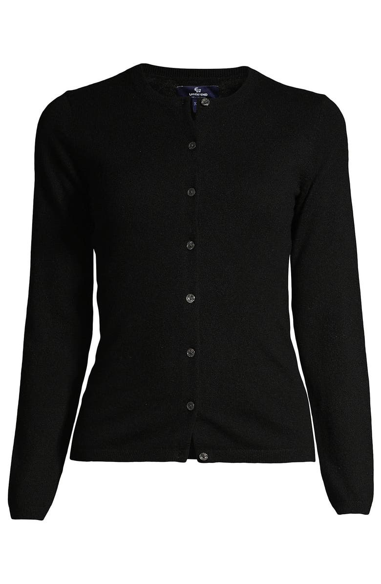 Lands' End Cashmere Cardigan Sweater, Alternate, color, Black