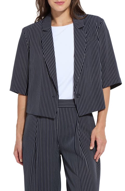 Clarette Stripe Elbow Sleeve Crop Jacket
