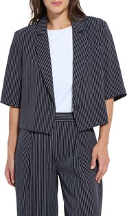 Lysse Clarette Stripe Elbow Sleeve Crop Jacket