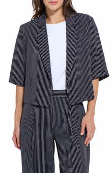 Lysse Clarette Stripe Elbow Sleeve Crop Jacket