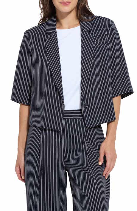 Lysse Clarette Stripe Elbow Sleeve Crop Jacket