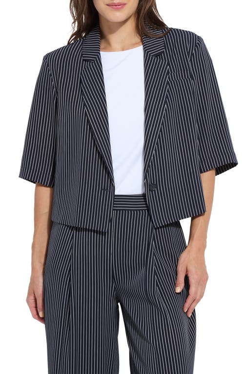 LYSSÉ LYSSÉ CLARETTE STRIPE ELBOW SLEEVE CROP JACKET