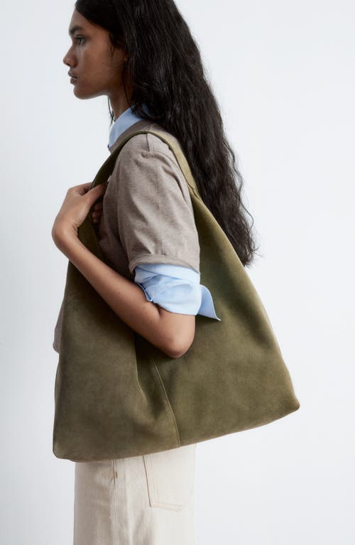 & Other Stories Large Suede Tote In Green